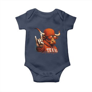 TFL Football Lover Baby Onesie Orange Cow Rock Hand Sign TS11 Navy Print Your Wear