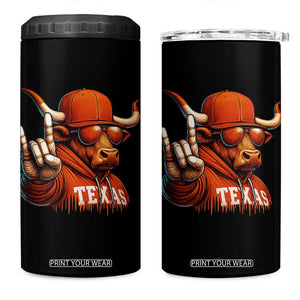Texas Fan 4 in 1 Can Cooler Tumbler Orange Longhorns Cow Texas Pride Sport Lover TS11 One Size: 16 oz Black Print Your Wear