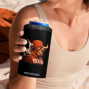 Texas Fan 4 in 1 Can Cooler Tumbler Orange Longhorns Cow Texas Pride Sport Lover TS11 Print Your Wear