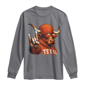 TFL Football Lover Long Sleeve Shirt Orange Cow Rock Hand Sign TS11 Charcoal Print Your Wear