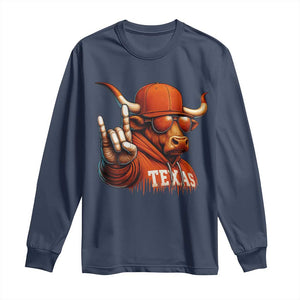 TFL Football Lover Long Sleeve Shirt Orange Cow Rock Hand Sign TS11 Navy Print Your Wear