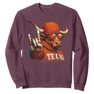 Texas Fan Sweatshirt Orange Longhorns Cow Texas Pride Sport Lover TS11 Maroon Print Your Wear