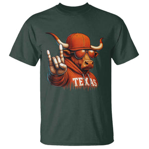 Texas Fan T Shirt Orange Longhorns Cow Texas Pride Sport Lover TS11 Dark Forest Green Print Your Wear