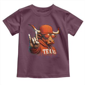 Texas Fan Toddler T Shirt Orange Longhorns Cow Texas Pride Sport Lover TS11 Maroon Print Your Wear