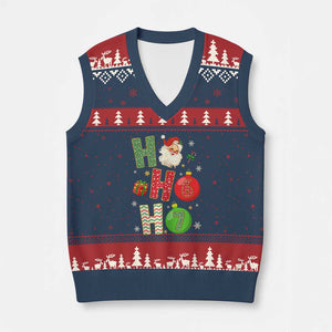 Funny Christmas Santa Ho Ho Ho 67 V-Neck Knit Sweater Vest Six Seven Meme 6 7 Xmas Bauble TS11 Navy Red Print Your Wear