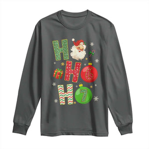 Funny Christmas Santa Ho Ho Ho 67 Long Sleeve Shirt Six Seven Meme 6 7 Xmas Bauble TS11 Dark Heather Print Your Wear