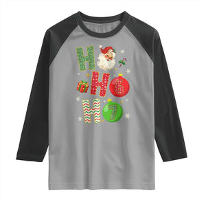 Funny Christmas Santa Ho Ho Ho 67 Raglan Shirt Six Seven Meme 6 7 Xmas Bauble TS11 Sport Gray Black Print Your Wear