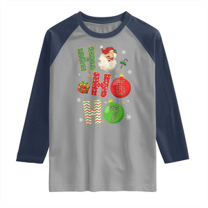 Funny Christmas Santa Ho Ho Ho 67 Raglan Shirt Six Seven Meme 6 7 Xmas Bauble TS11 Sport Gray Navy Print Your Wear