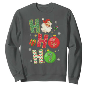 Funny Christmas Santa Ho Ho Ho 67 Sweatshirt Six Seven Meme 6 7 Xmas Bauble TS11 Dark Heather Print Your Wear