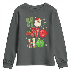 Funny Christmas Santa Ho Ho Ho 67 Youth Sweatshirt Six Seven Meme 6 7 Xmas Bauble TS11 Dark Heather Print Your Wear