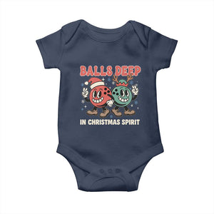 Funny Christmas Bowling Baby Onesie Balls Deep In Christmas Spirit TS11 Navy Print Your Wear