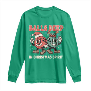 Funny Christmas Bowling Long Sleeve Shirt Balls Deep In Christmas Spirit TS11 Irish Green Print Your Wear