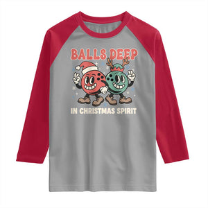 Funny Christmas Bowling Raglan Shirt Balls Deep In Christmas Spirit TS11 Sport Gray Red Print Your Wear