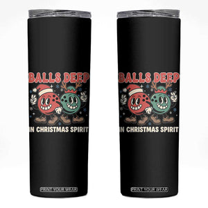 Funny Christmas Bowling Skinny Tumbler Balls Deep In Christmas Spirit TS11 Black Print Your Wear