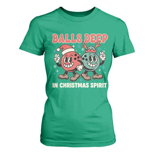 Funny Christmas Bowling T Shirt For Women Balls Deep In Christmas Spirit TS11 Irish Green Print Your Wear