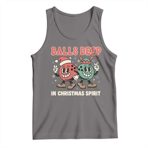 Funny Christmas Bowling Tank Top Balls Deep In Christmas Spirit TS11 Deep Heather Print Your Wear