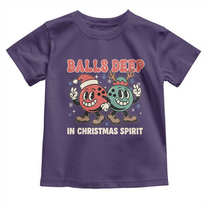 Funny Christmas Bowling Toddler T Shirt Balls Deep In Christmas Spirit TS11 Purple Print Your Wear