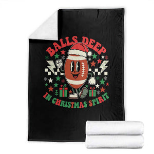 Funny Xmas American Football Throw Blanket Balls Deep In Christmas Spirit Game Day - Print Your Wear
