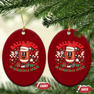 Funny Xmas American Football Ceramic Ornament Balls Deep In Christmas Spirit Game Day - Print Your Wear