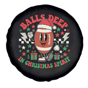 Funny Xmas American Football Spare Tire Cover Balls Deep In Christmas Spirit Game Day - Print Your Wear