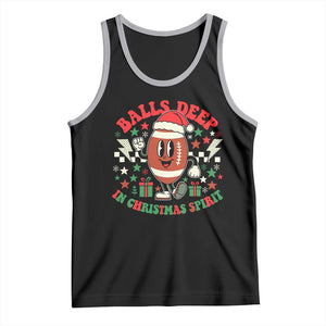 Funny Xmas American Football Tank Top Balls Deep In Christmas Spirit Game Day TS11 Black Athletic Heather Print Your Wear