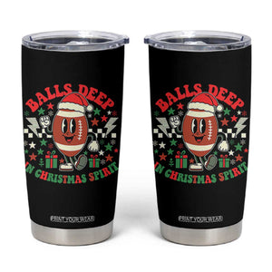 Funny Xmas American Football Tumbler Cup Balls Deep In Christmas Spirit Game Day - Print Your Wear