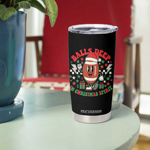Funny Xmas American Football Tumbler Cup Balls Deep In Christmas Spirit Game Day - Print Your Wear