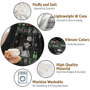 The Dude Abides Christmas Bowling Throw Blanket Funny Bowling Movie TS11 Print Your Wear