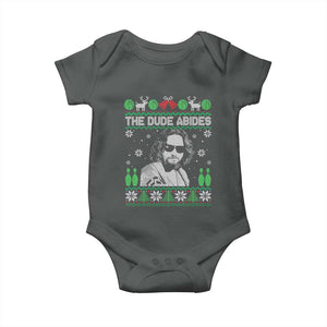The Dude Abides Christmas Bowling Baby Onesie Funny Bowling Movie TS11 Dark Heather Print Your Wear