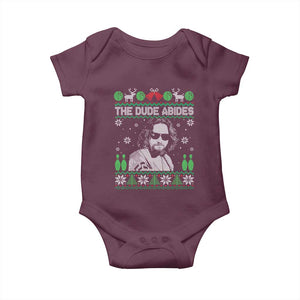 The Dude Abides Christmas Bowling Baby Onesie Funny Bowling Movie TS11 Maroon Print Your Wear