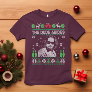 The Dude Abides Christmas Bowling T Shirt Funny Bowling Movie TS11 Maroon Print Your Wear