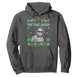 The Dude Abides Christmas Bowling Hoodie Funny Bowling Movie TS11 Dark Heather Print Your Wear