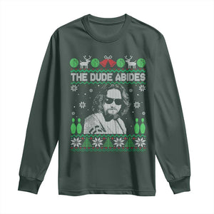 The Dude Abides Christmas Bowling Long Sleeve Shirt Funny Bowling Movie TS11 Dark Forest Green Print Your Wear