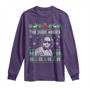 The Dude Abides Christmas Bowling Long Sleeve Shirt Funny Bowling Movie TS11 Purple Print Your Wear