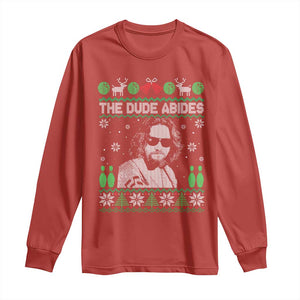 The Dude Abides Christmas Bowling Long Sleeve Shirt Funny Bowling Movie TS11 Red Print Your Wear