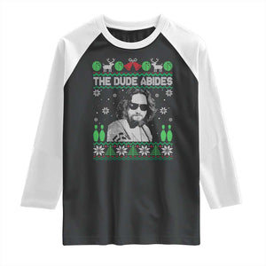 The Dude Abides Christmas Bowling Raglan Shirt Funny Bowling Movie TS11 Black White Print Your Wear