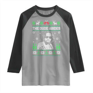 The Dude Abides Christmas Bowling Raglan Shirt Funny Bowling Movie TS11 Sport Gray Black Print Your Wear