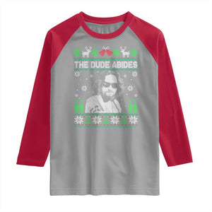 The Dude Abides Christmas Bowling Raglan Shirt Funny Bowling Movie TS11 Sport Gray Red Print Your Wear