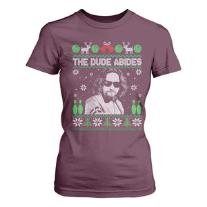 The Dude Abides Christmas Bowling T Shirt For Women Funny Bowling Movie TS11 Maroon Print Your Wear