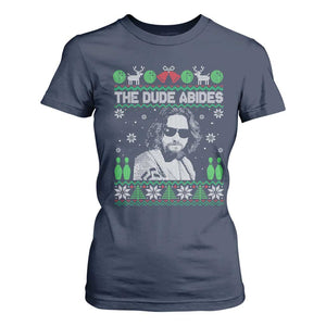 The Dude Abides Christmas Bowling T Shirt For Women Funny Bowling Movie TS11 Navy Print Your Wear