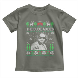 The Dude Abides Christmas Bowling Toddler T Shirt Funny Bowling Movie TS11 Military Green Print Your Wear