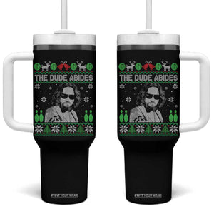 The Dude Abides Christmas Bowling Tumbler With Handle Funny Bowling Movie TS11 One Size: 40 oz Black Print Your Wear