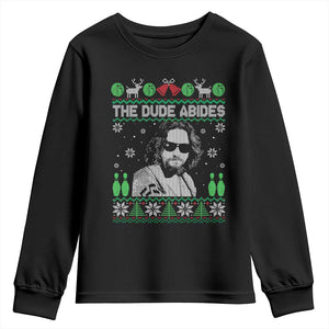 The Dude Abides Christmas Bowling Youth Sweatshirt Funny Bowling Movie TS11 Black Print Your Wear