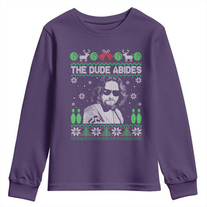 The Dude Abides Christmas Bowling Youth Sweatshirt Funny Bowling Movie TS11 Purple Print Your Wear