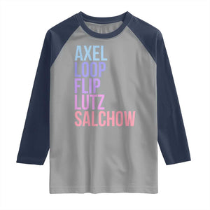 Figure Skating Lovers Raglan Shirt Funny Axel Loop Flip Lutz Salchow TS11 Sport Gray Navy Print Your Wear