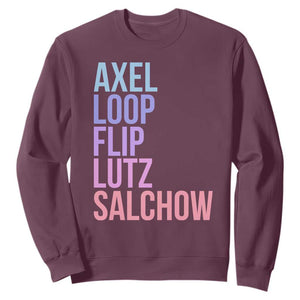Figure Skating Lovers Sweatshirt Funny Axel Loop Flip Lutz Salchow TS11 Maroon Print Your Wear