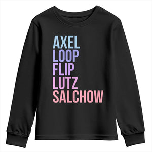 Figure Skating Lovers Youth Sweatshirt Funny Axel Loop Flip Lutz Salchow TS11 Black Print Your Wear