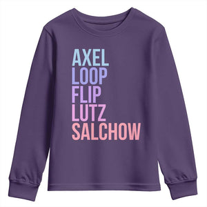 Figure Skating Lovers Youth Sweatshirt Funny Axel Loop Flip Lutz Salchow TS11 Purple Print Your Wear