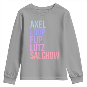 Figure Skating Lovers Youth Sweatshirt Funny Axel Loop Flip Lutz Salchow TS11 Sport Gray Print Your Wear