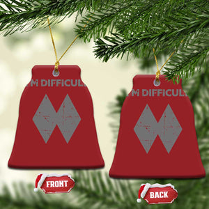 Funny Ski Snowboard Christmas Ornament I'm Difficult Double Black Diamonds TS11 Bell Flake Red Print Your Wear